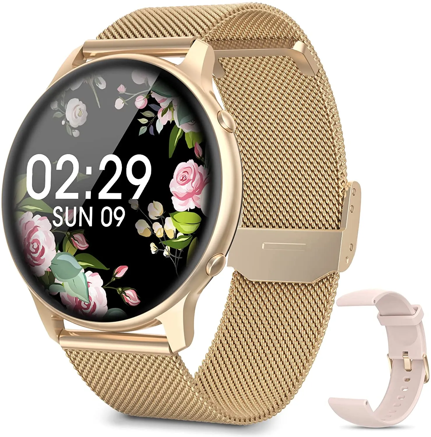 Smart Watches for Women, 2022 HD LCD Smart Watch for Android Phones and iPhone Compatible, 3ATM Waterproof Fitness Tracker with Heart Rate, Blood Oxygen, Sleep Monitor, Pedometer, Watch Pink