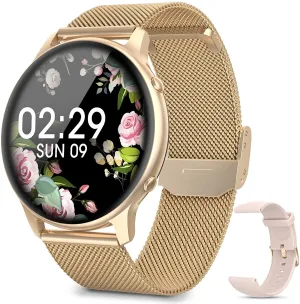 Smart Watches for Women, 2022 HD LCD Smart Watch for Android Phones and iPhone Compatible, 3ATM Waterproof Fitness Tracker with Heart Rate, Blood Oxygen, Sleep Monitor, Pedometer, Watch Pink
