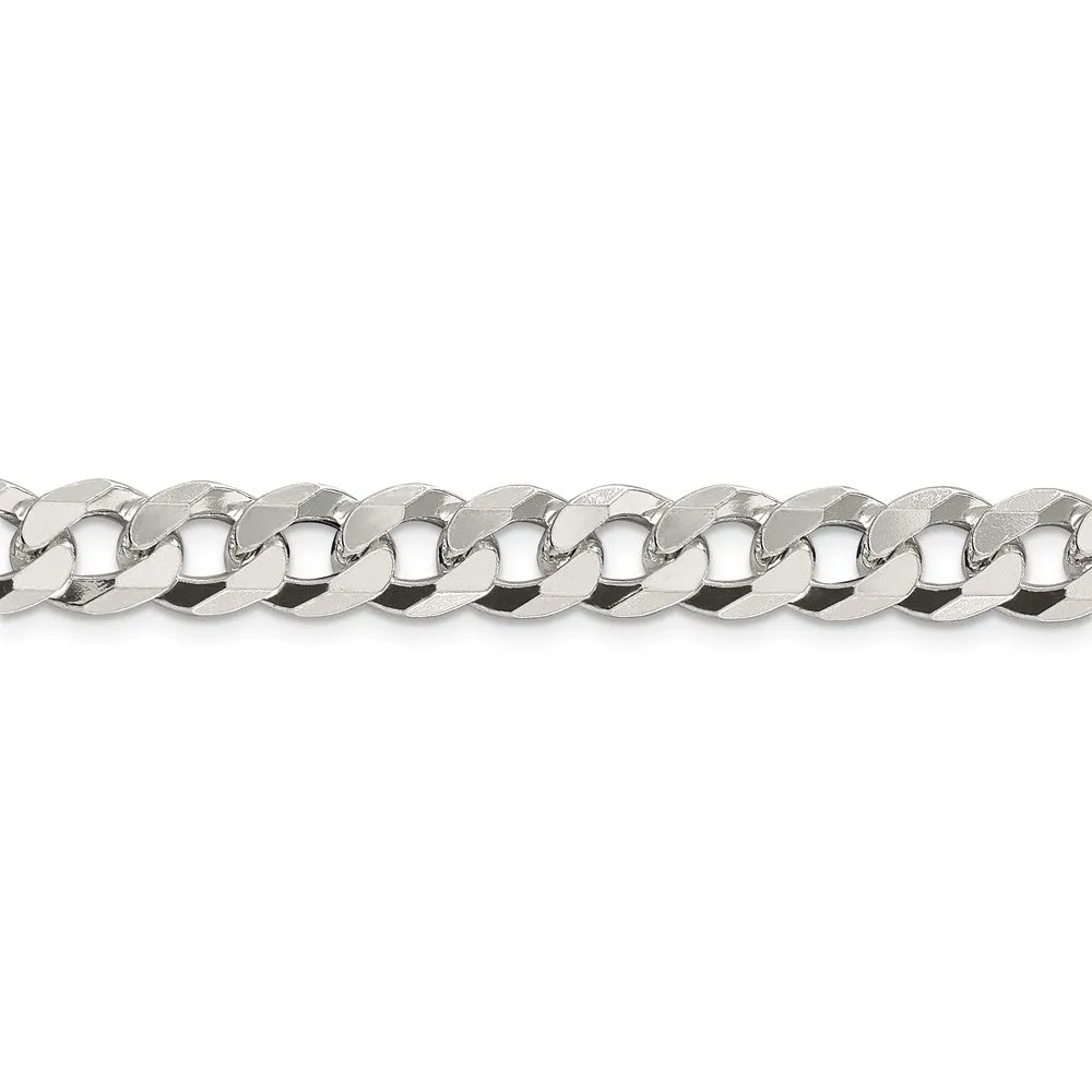 Solid 925 Sterling Silver 8.5mm Beveled Curb Cuban Chain Bracelet
