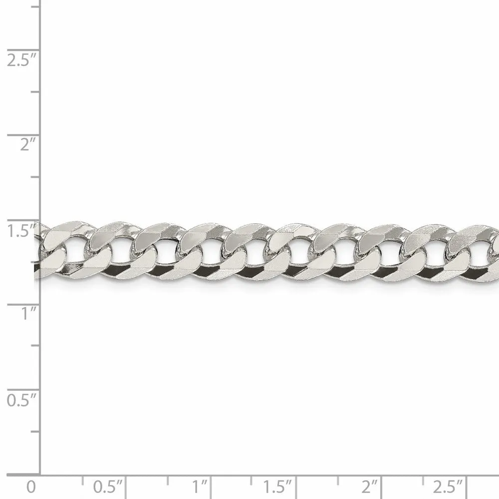 Solid 925 Sterling Silver 8.5mm Beveled Curb Cuban Chain Bracelet