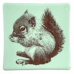 Squirrel Tray 7.5" Mint Green Glass