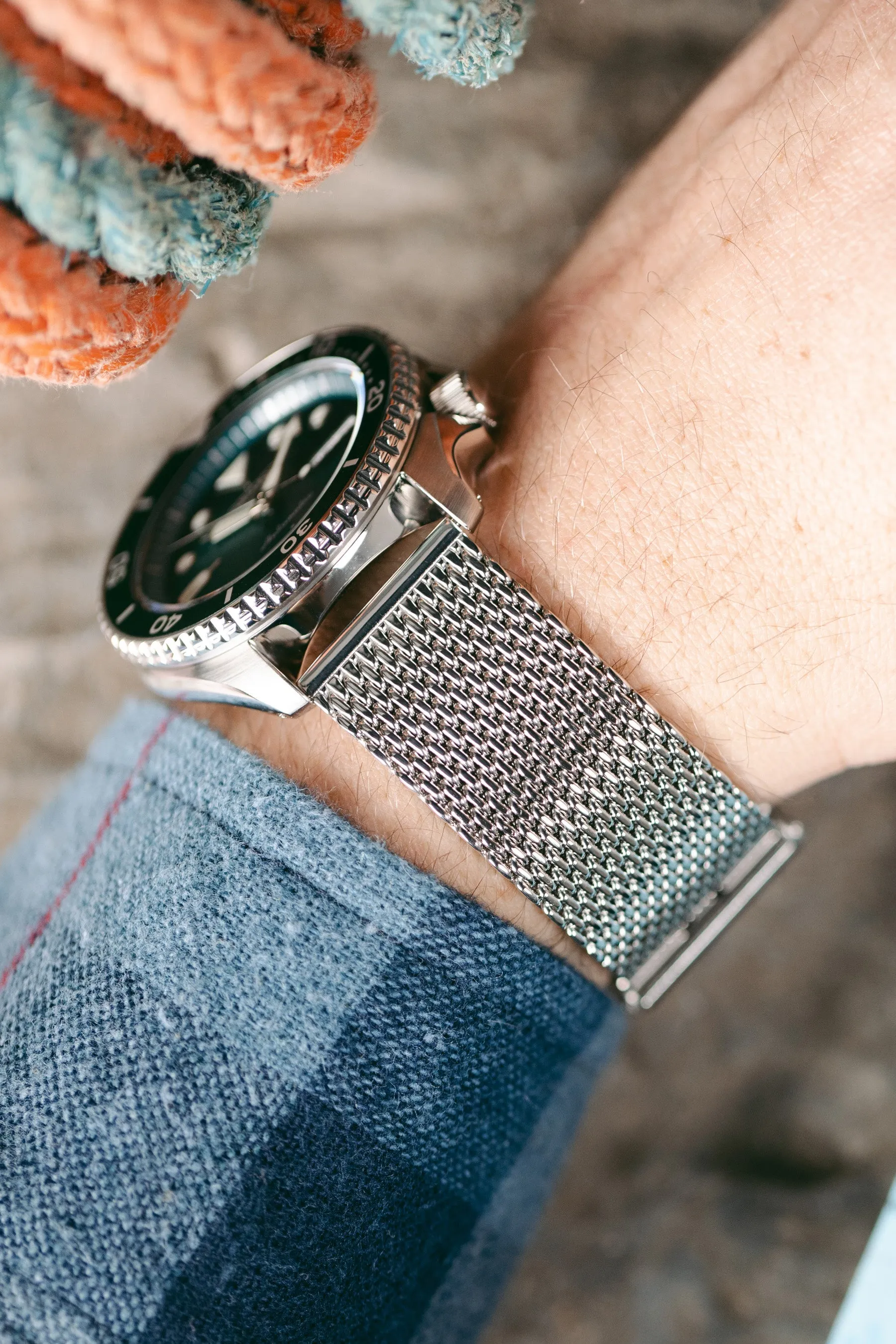 Staib SOC 2906 Stainless Steel Milanaise Mesh Watch Bracelet - POLISHED SILVER