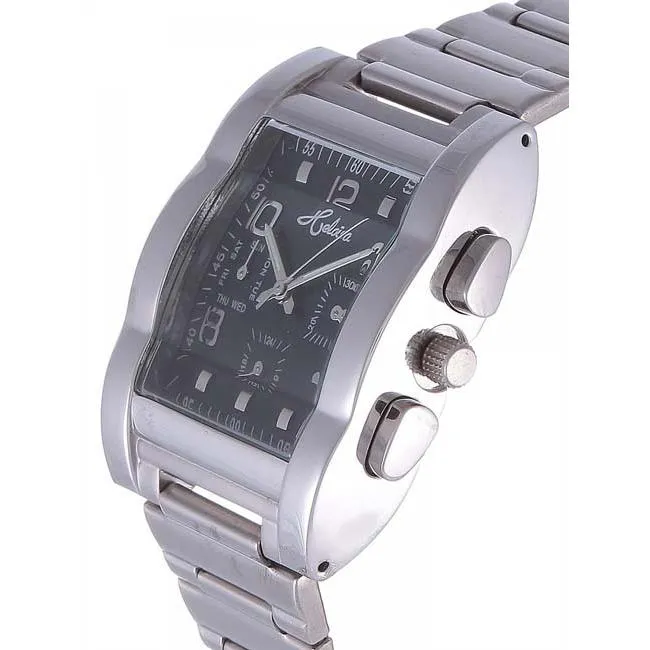 Stainless Steel with Black Dial Rectangular Case Watch For Men - Heloisa 76091550