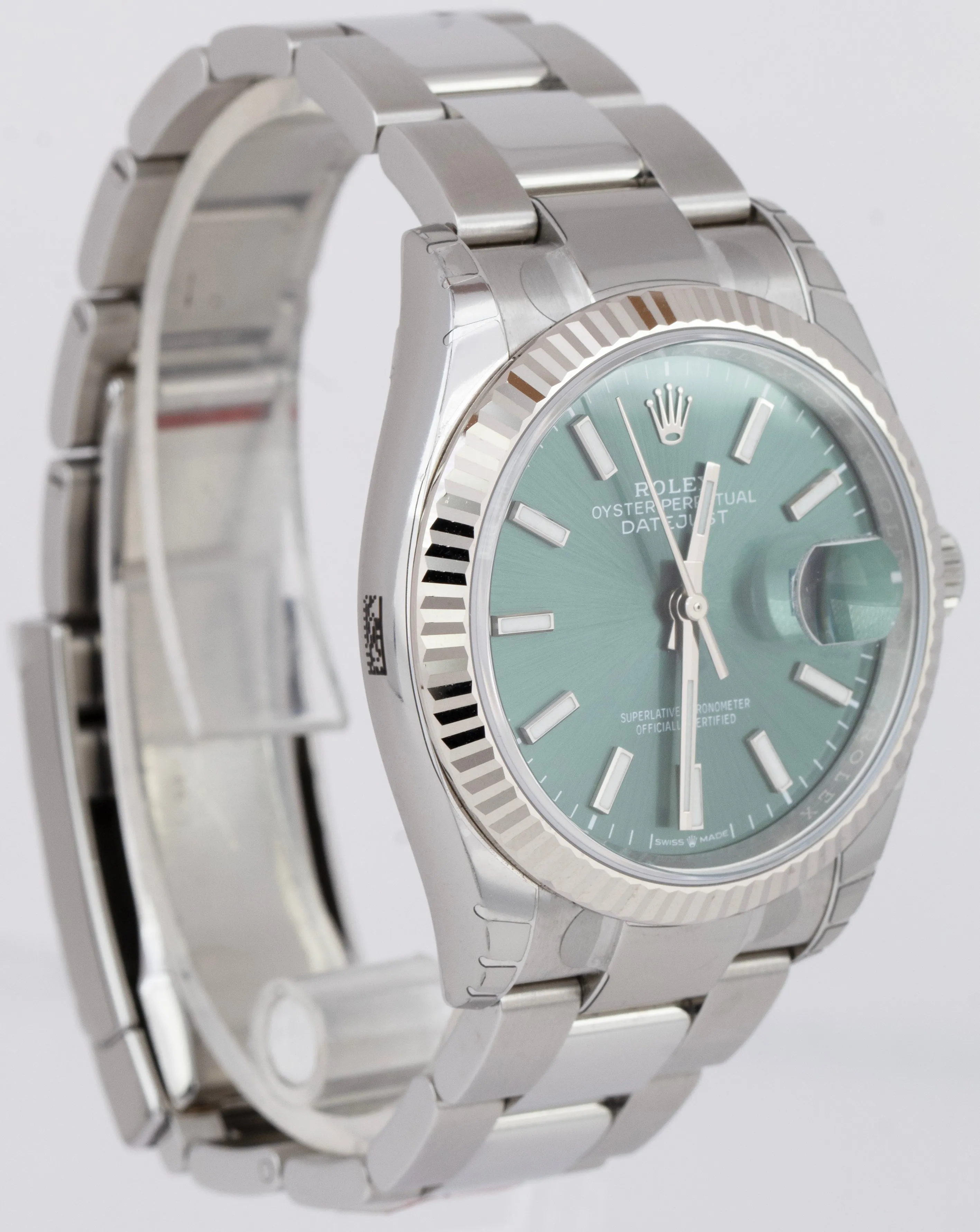 STICKERED 2022 Rolex DateJust 36mm Mint Green Steel 18K Gold Oyster Watch 126234
