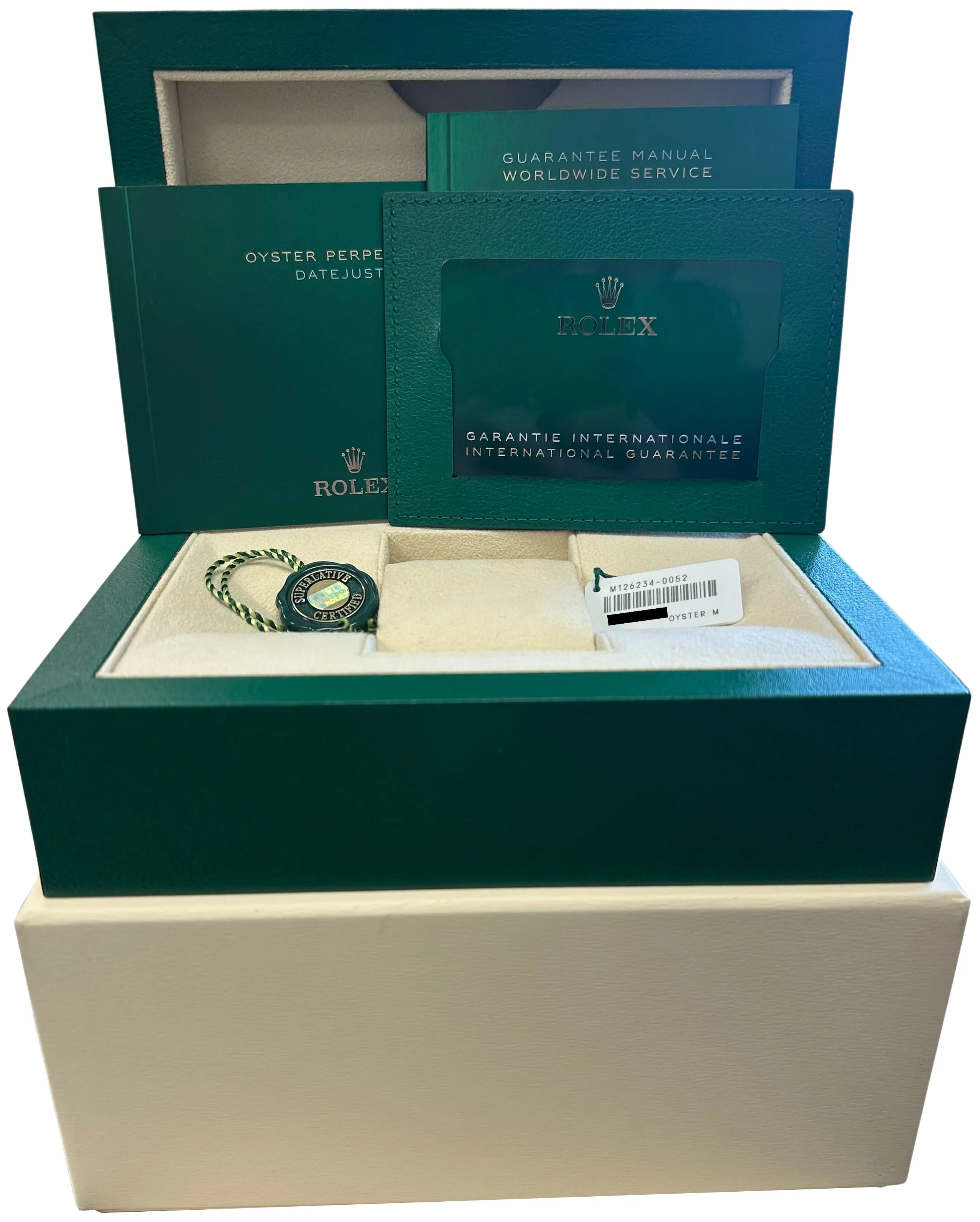 STICKERED 2022 Rolex DateJust 36mm Mint Green Steel 18K Gold Oyster Watch 126234