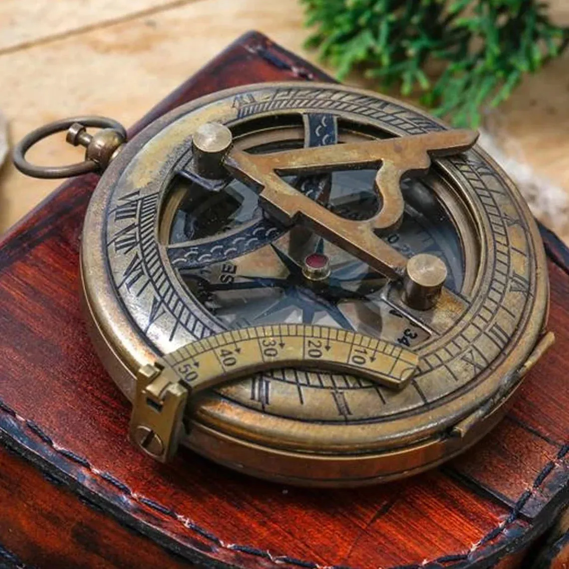 SUNDIAL COMPASS CUSTOMIZABLE ENGRAVING PERSONALIZED GIFT WITH BAG - SCOTT HANDICRAFT