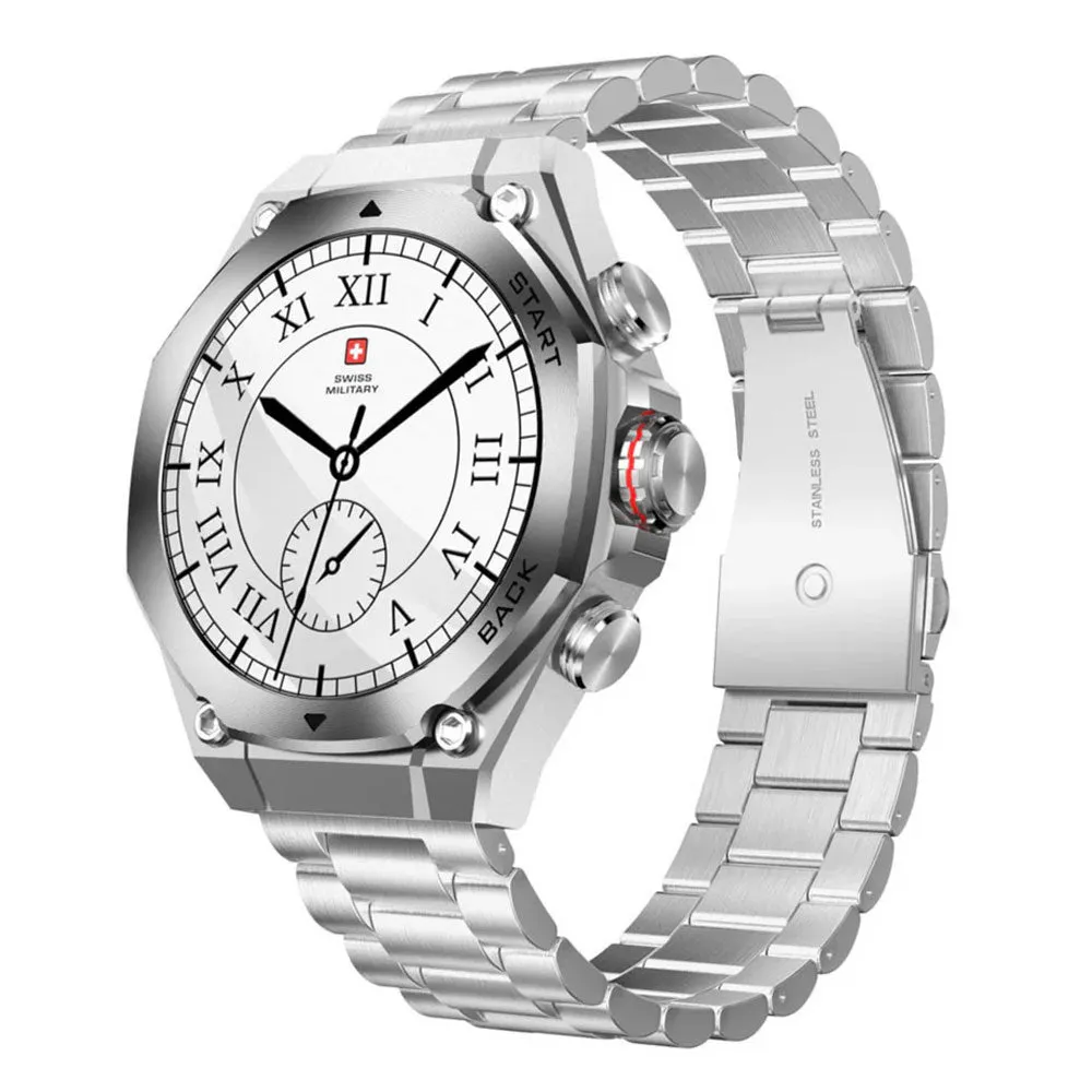 Swiss Military DOM 6 Smart Watch Silver Metal Case With Silver Metal Strap