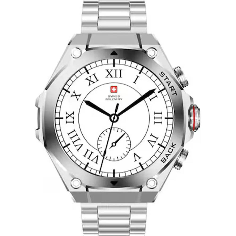 Swiss Military DOM 6 Smart Watch Silver Metal Case With Silver Metal Strap