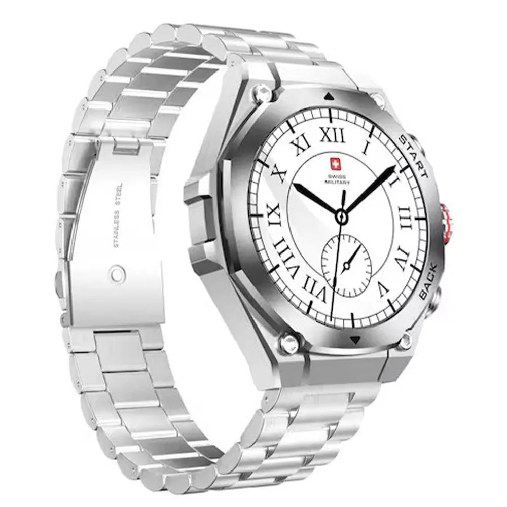Swiss Military DOM 6 Smart Watch Silver Metal Case With Silver Metal Strap