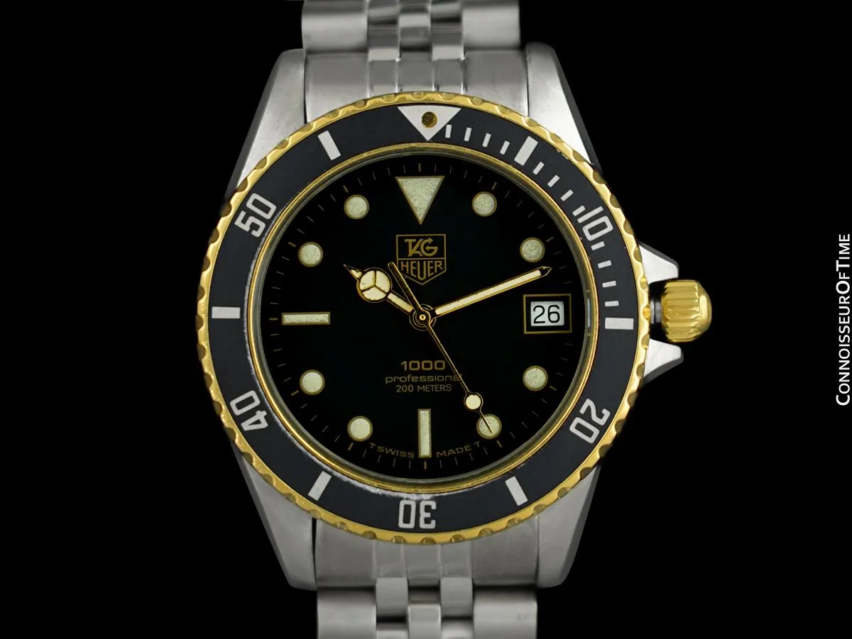 TAG Heuer Professional 1000 Mens Submariner Divers Watch - Stainless Steel & 18K Gold Plated - 980.020N