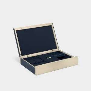 TAYLOR 4 WATCH AND JEWELRY BOX - MARINE / CHAMPAGNE