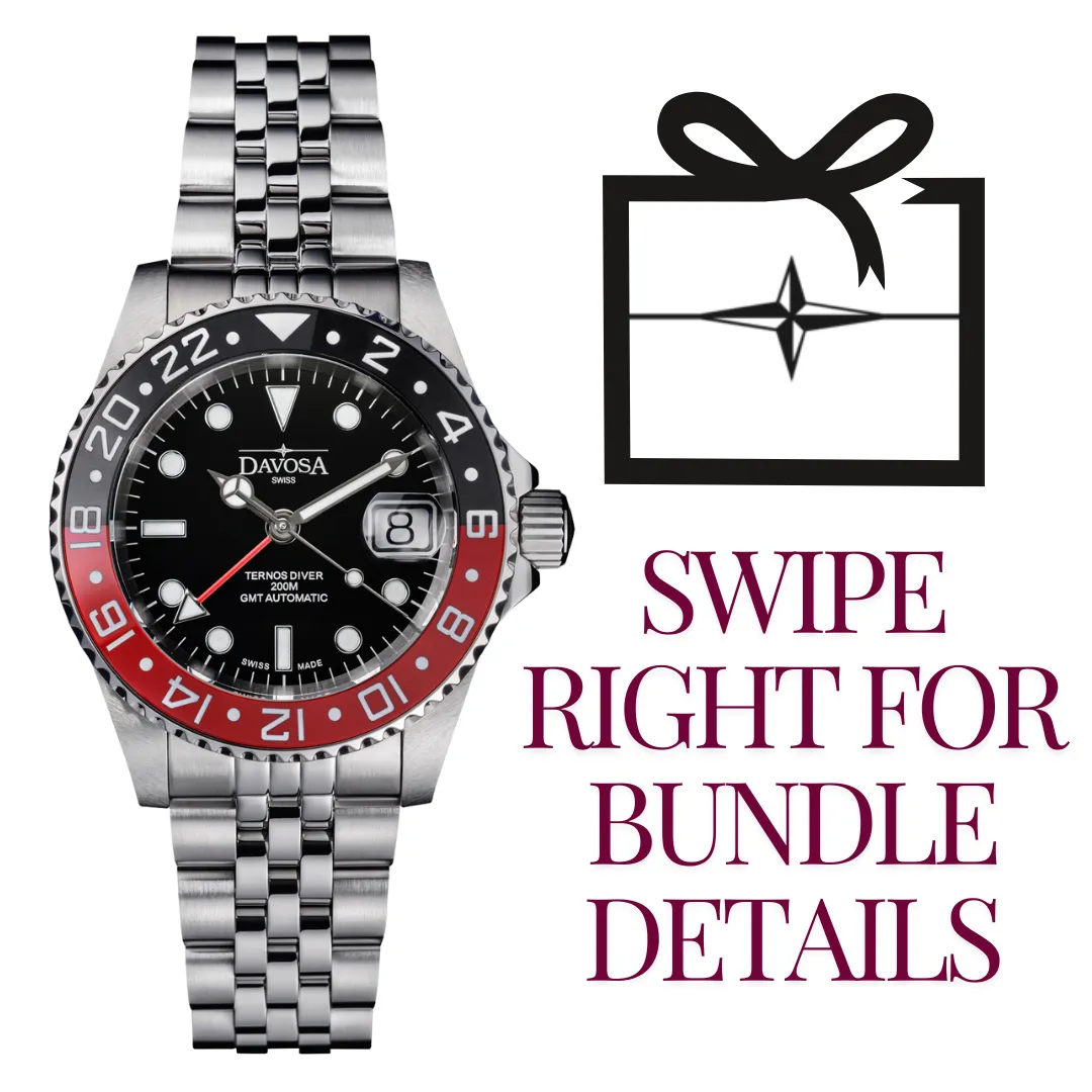 Ternos Ceramic 40mm Automatic GMT Black Red Diving Watch 16159009 Holiday Package