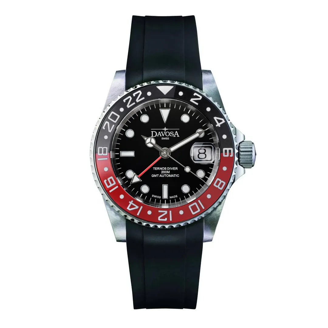 Ternos Ceramic 40mm Automatic GMT Black Red Diving Watch 16159009 Holiday Package