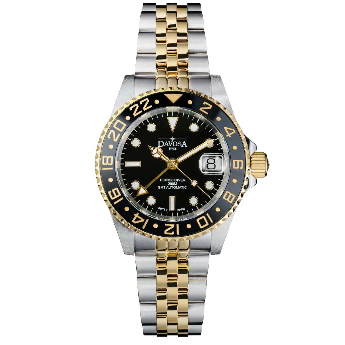 Ternos Ceramic Automatic GMT Black Gold Diving Watch 16159105