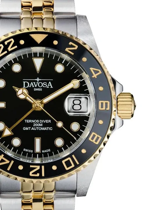 Ternos Ceramic Automatic GMT Black Gold Diving Watch 16159105