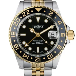 Ternos Ceramic Automatic GMT Black Gold Diving Watch 16159105