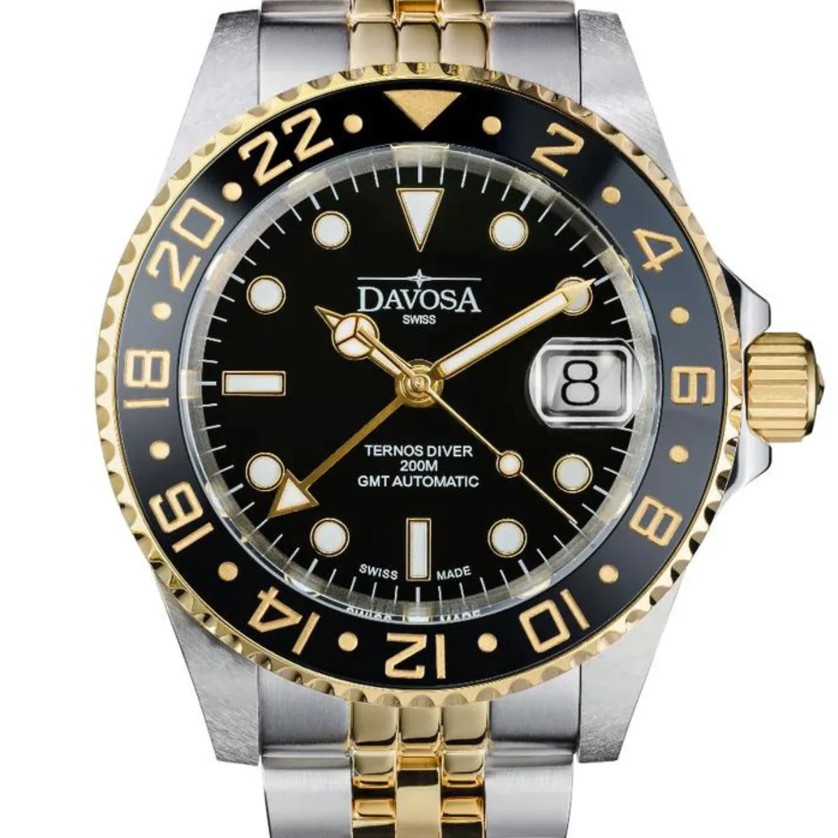 Ternos Ceramic Automatic GMT Black Gold Diving Watch 16159105