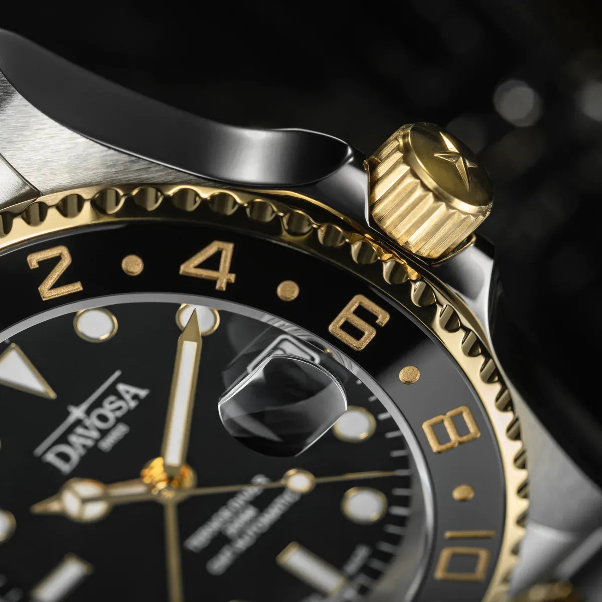 Ternos Ceramic Automatic GMT Black Gold Diving Watch 16159105
