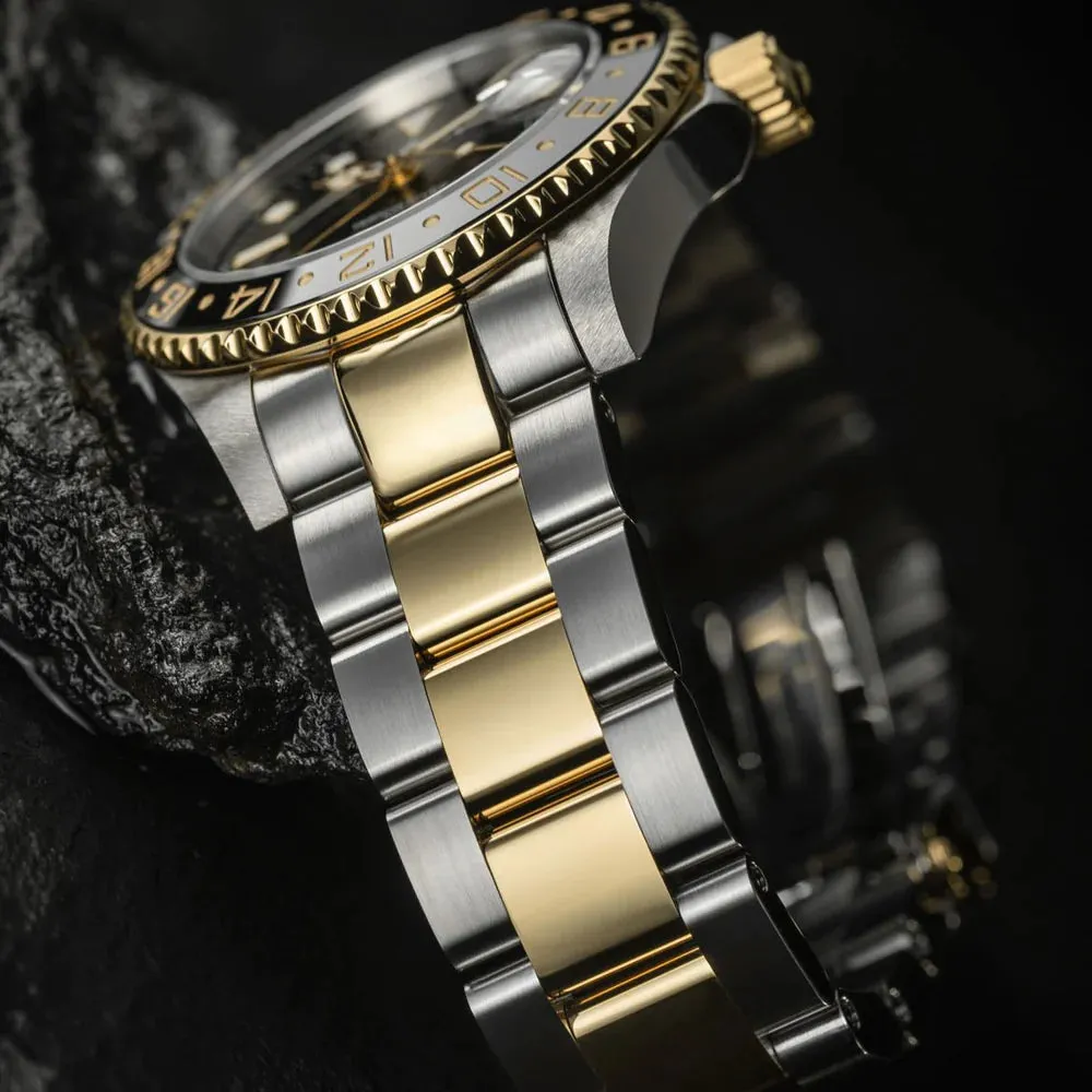 Ternos Ceramic Automatic GMT Black Gold Diving Watch 16159150