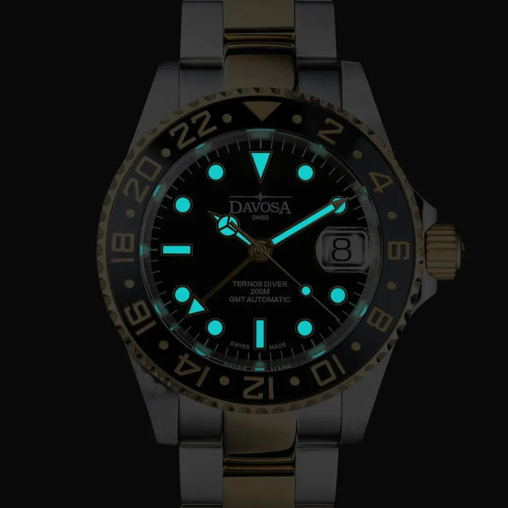 Ternos Ceramic Automatic GMT Black Gold Diving Watch 16159150
