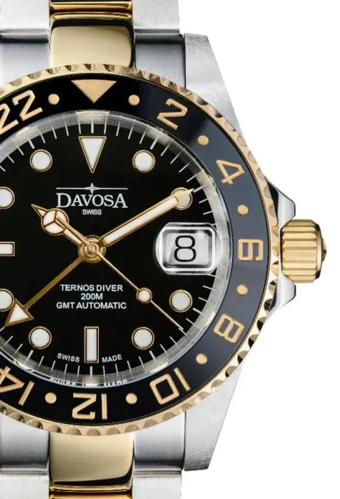 Ternos Ceramic Automatic GMT Black Gold Diving Watch 16159150