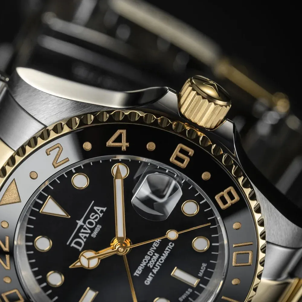 Ternos Ceramic Automatic GMT Black Gold Diving Watch 16159150