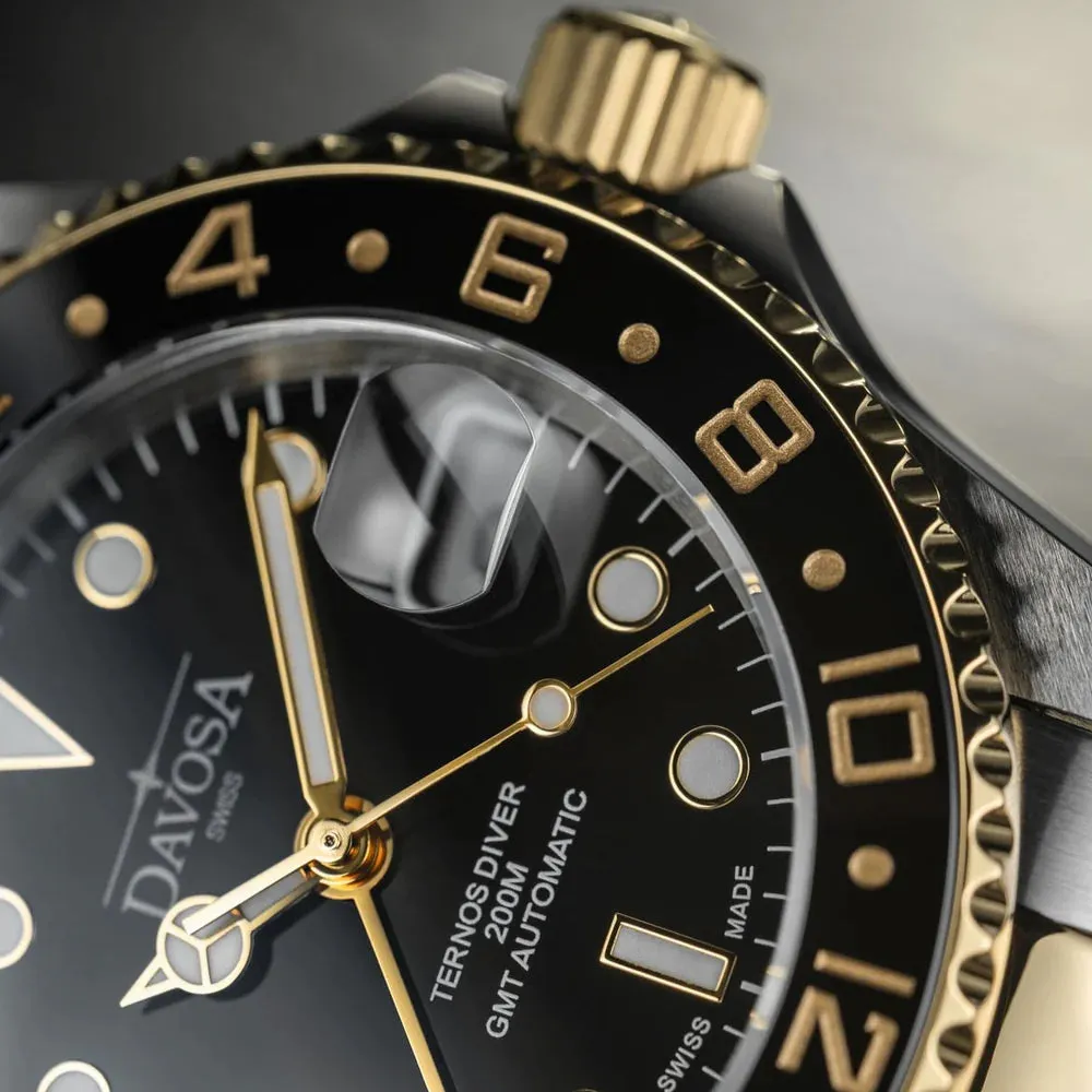 Ternos Ceramic Automatic GMT Black Gold Diving Watch 16159150