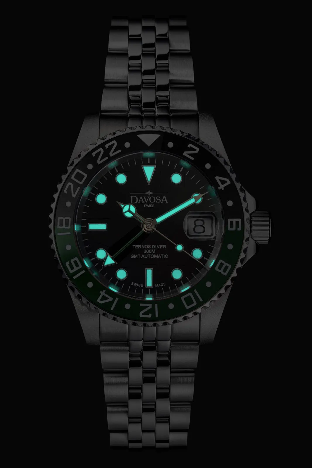 Ternos Ceramic Automatic GMT Swiss-Made Black Green Diving Watch 16159070