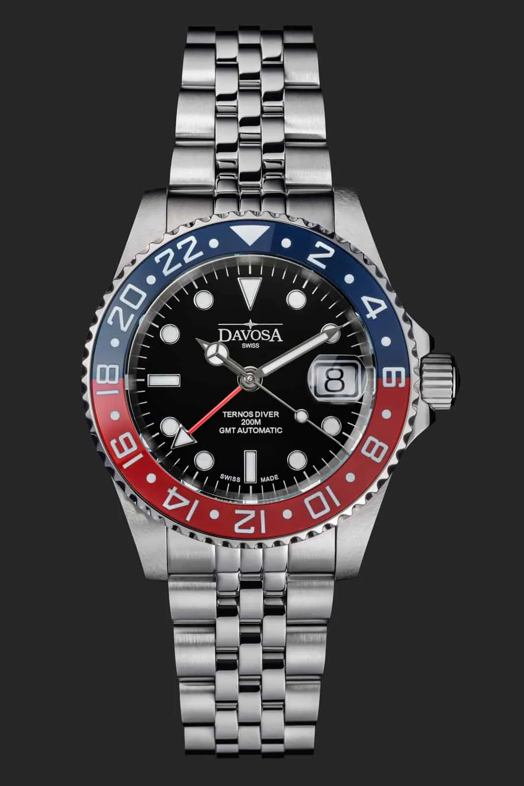 Ternos Ceramic Automatic GMT Swiss-Made Blue Red Diving Watch 16159006