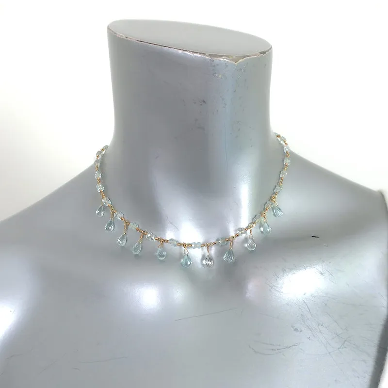 Tiffany & Co. Briolette Aquamarine Necklace 18k Gold