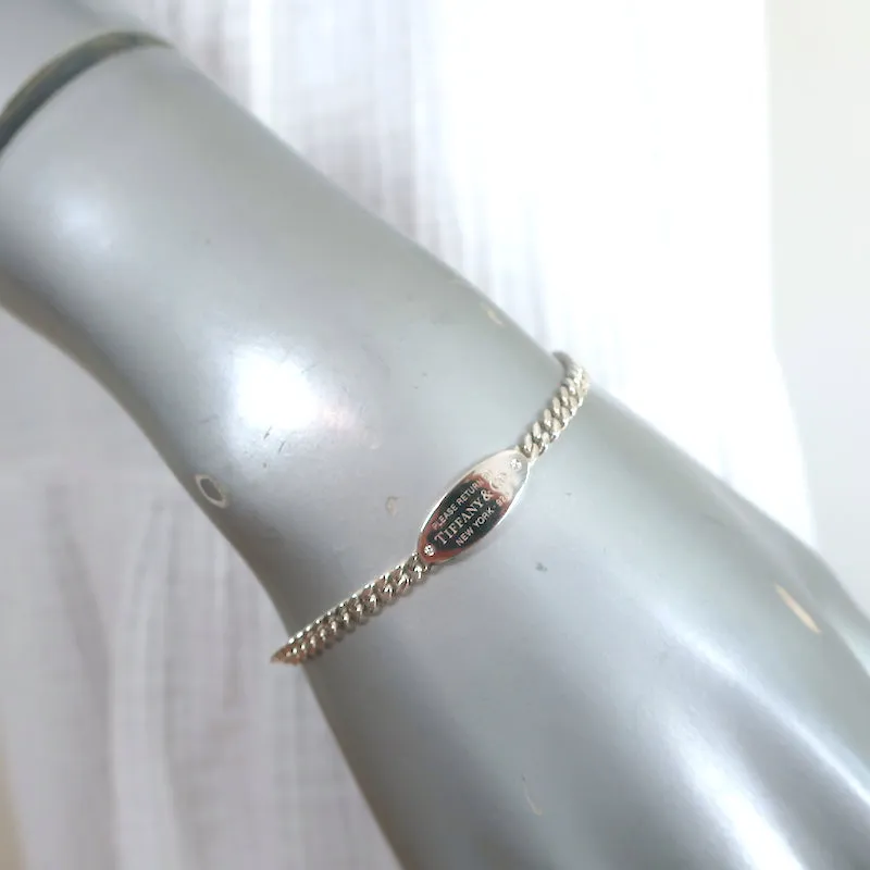 Tiffany & Co. Return to Tiffany Oval I.D. Bracelet Sterling Silver Diamonds NEW