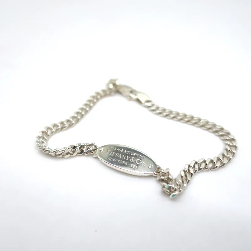 Tiffany & Co. Return to Tiffany Oval I.D. Bracelet Sterling Silver Diamonds NEW