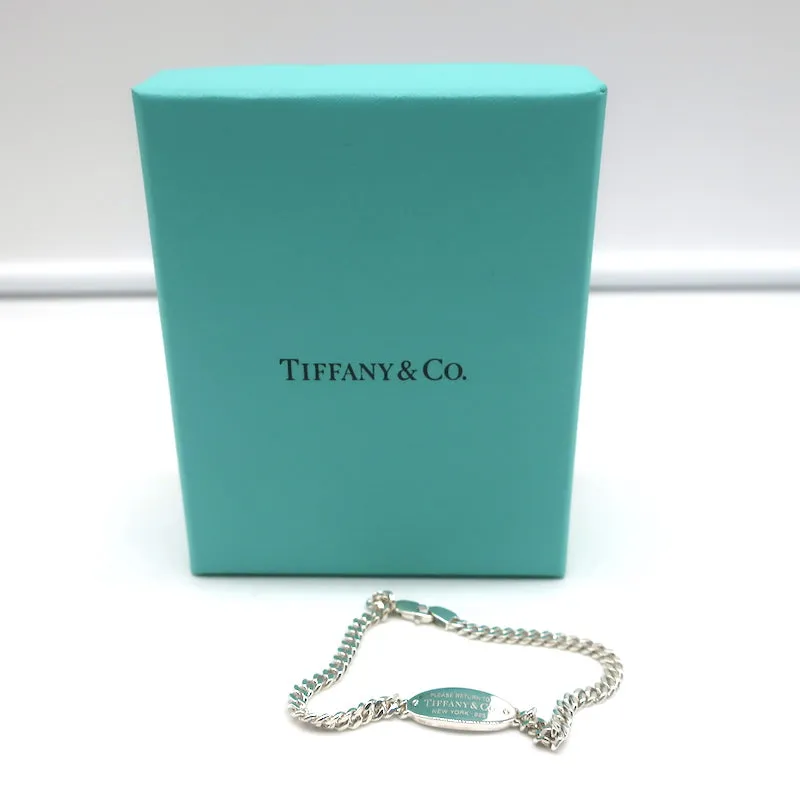 Tiffany & Co. Return to Tiffany Oval I.D. Bracelet Sterling Silver Diamonds NEW