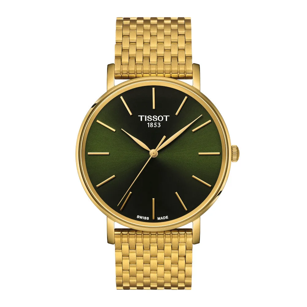 Tissot Everytime Mens (40mm) Gold Tone Green Dial Watch