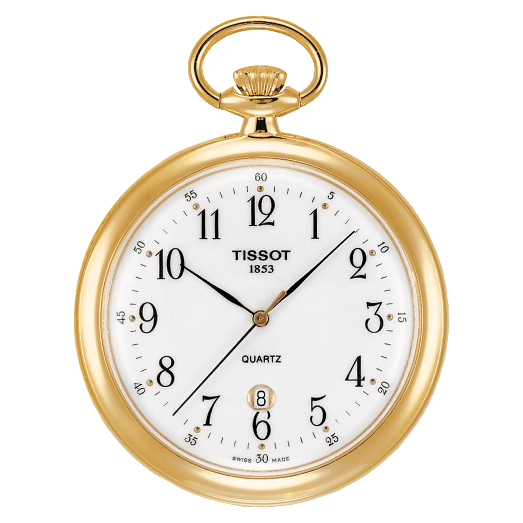 Tissot Lapine pocket watch 49mm quartz brass golden finish t82.4.550.12