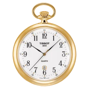 Tissot Lapine pocket watch 49mm quartz brass golden finish t82.4.550.12