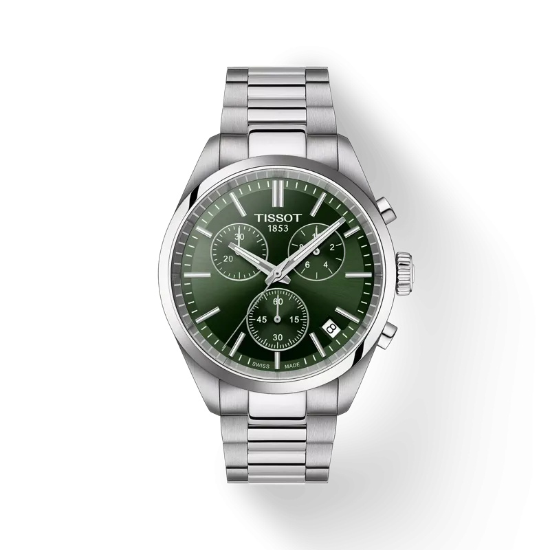 Tissot PR 100 Chronograph Wristwatch, Green Dial, 40mm (T1504171109100)