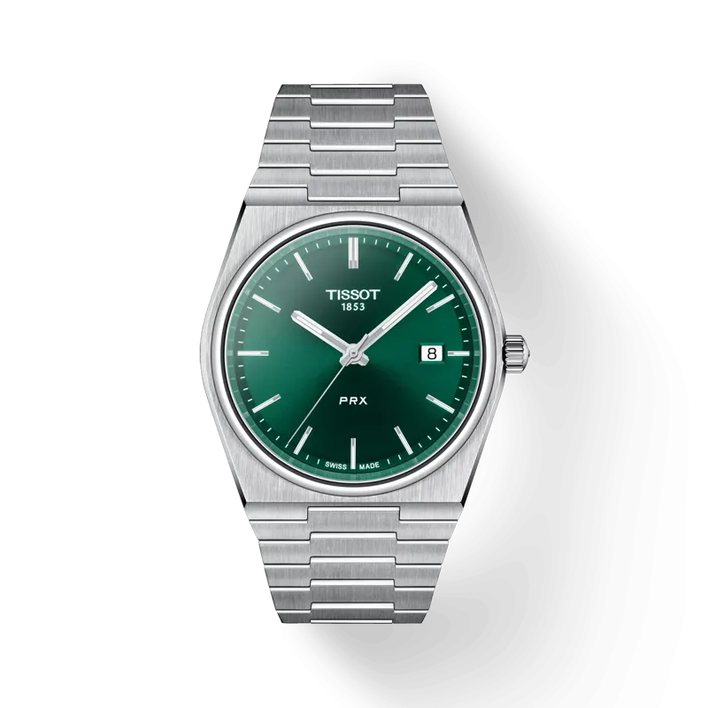 Tissot PRX Wristwatch, Green Index Dial, 40mm (T1374101109100)