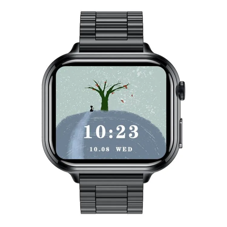 TK17 1.91 inch Horizontal Screen Steel Strap Smart Watch Supports ECG Electrocardiogram(Black)