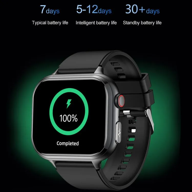 TK17 1.91 inch Horizontal Screen Steel Strap Smart Watch Supports ECG Electrocardiogram(Black)