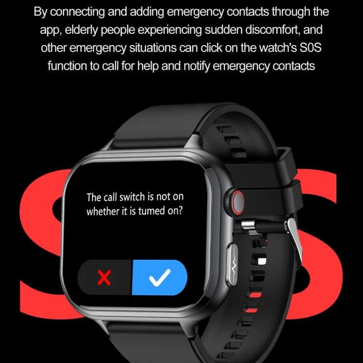 TK17 1.91 inch Horizontal Screen Steel Strap Smart Watch Supports ECG Electrocardiogram(Black)
