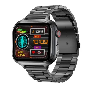 TK17 1.91 inch Horizontal Screen Steel Strap Smart Watch Supports ECG Electrocardiogram(Black)
