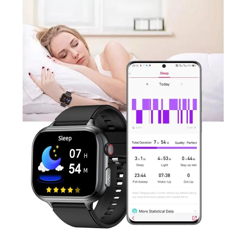 TK17 1.91 inch Horizontal Screen Steel Strap Smart Watch Supports ECG Electrocardiogram(Black)