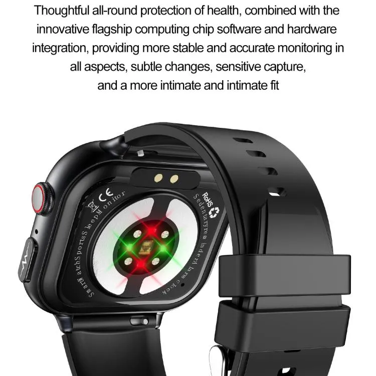 TK17 1.91 inch Horizontal Screen Steel Strap Smart Watch Supports ECG Electrocardiogram(Black)