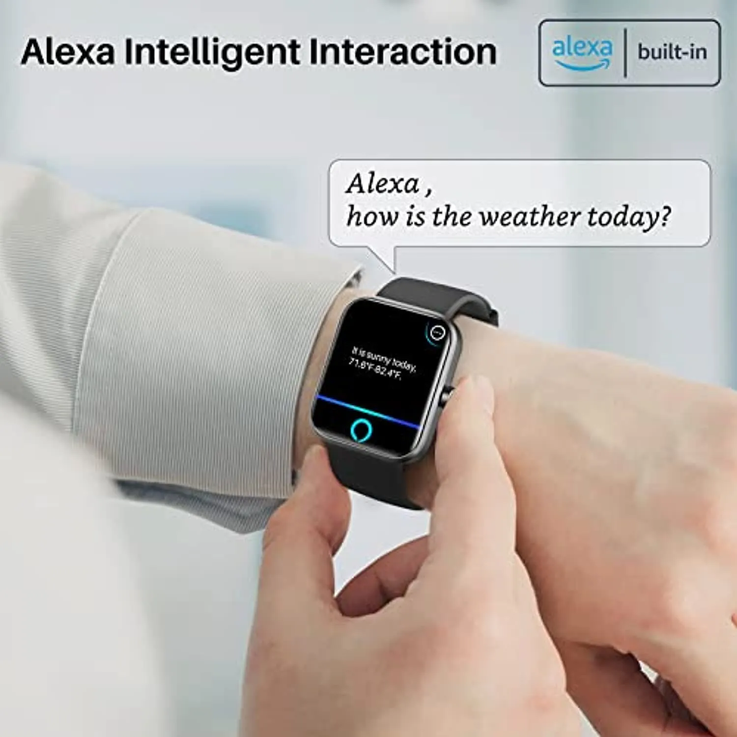 TOZO S2 Smart Watch Alexa Built-in Fitness Tracker with Heart Rate and Blood Oxygen Monitor,Sleep Monitor 5ATM Waterproof 1.69-inch HD Color Touchscreen for Men Women Compatible with iPhone & Android