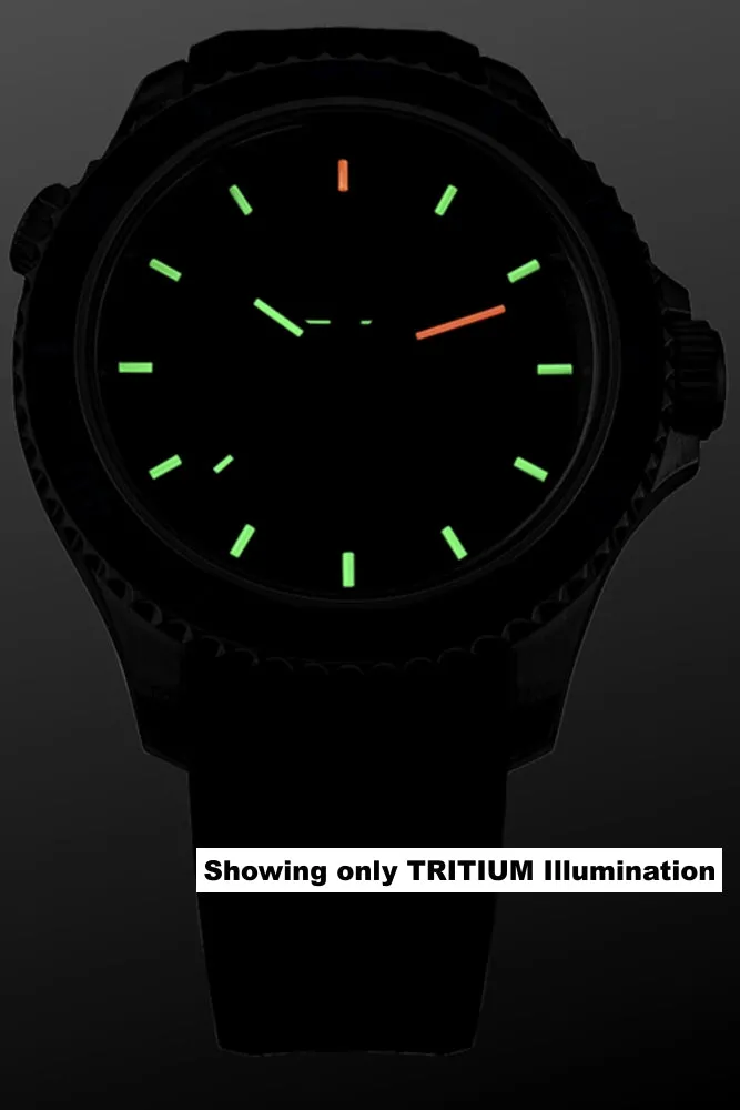 Traser P67 Super-Sub 500 Meter TRITIUM Professional Dive Watch, Black Dial, Rubber Dive Strap 109377