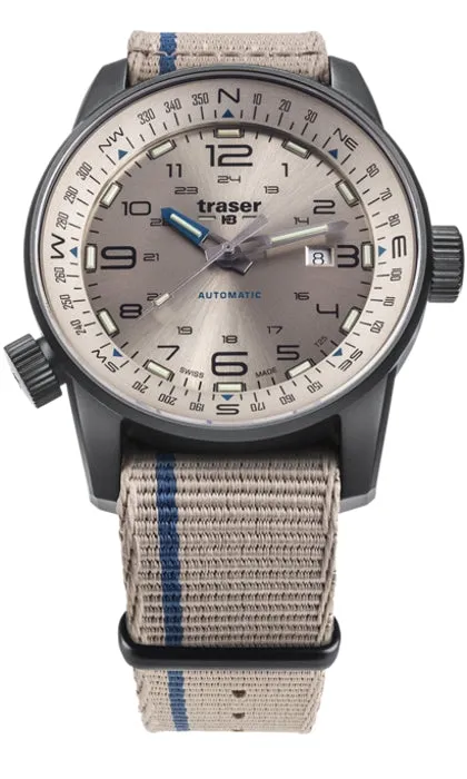 traser® P68 Pathfinder Automatic Tritium Watch, Beige Dial, Nylon Strap, 110454