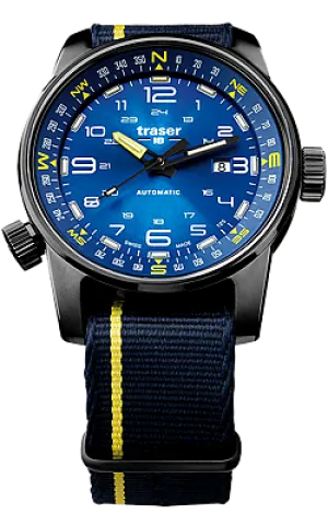 traser® P68 Pathfinder Automatic Tritium Watch, Blue Dial, Compass Bezel, 107719
