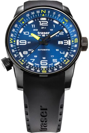 Traser P68 Pathfinder Automatic Tritium Watch, Blue Dial, Rubber Dive Strap, 109742