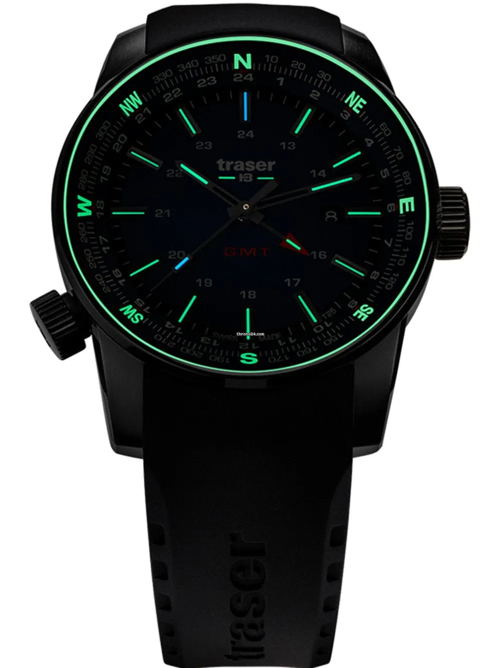 Traser P68 Pathfinder GMT Tritium Watch, GMT, Blue Dial, Signature Dive Strap 109743